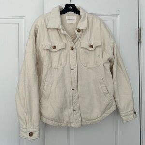 Aeropostale Cream Button Up Jacket Fleece Lined